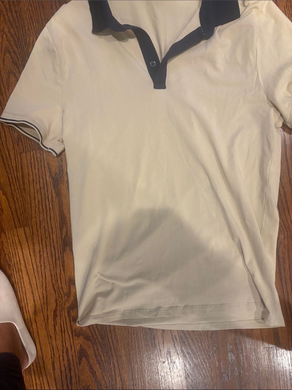 Express Cream Polo with Black Contrast Collar
